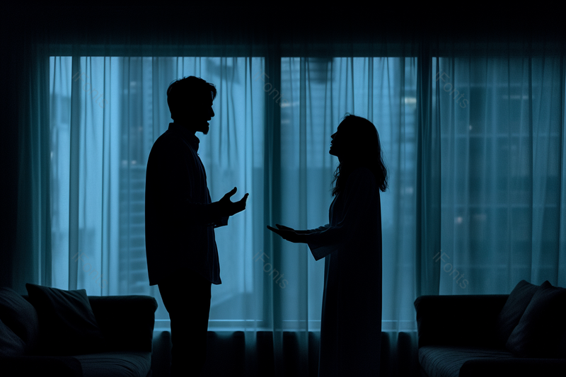 夫妻情侣争吵黑暗室内架剪影,高清,摄影图,摄影图片,图片大全,摄影图免费下载